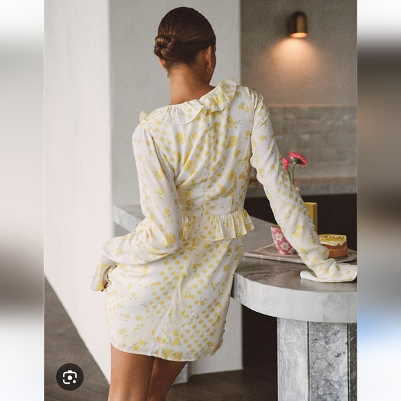 Sabo Alaira Yellow Floral Mini Dress Size M - Picture 5 of 10